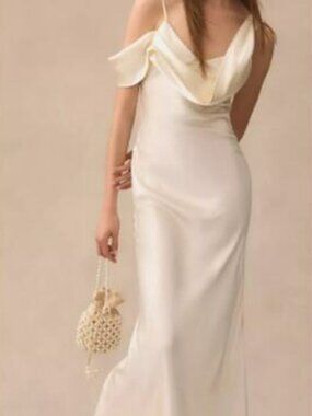 Reformation Ronda Ivory Silk One-Shoulder Maxi Dress 8